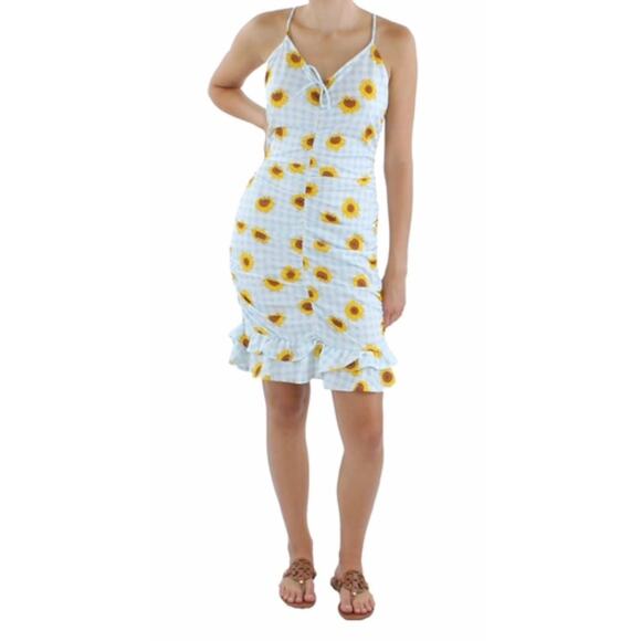 NWT Derek Heart ‎ Women's  New Small Floral Check Open Bodycon Dress - Picture 4 of 9